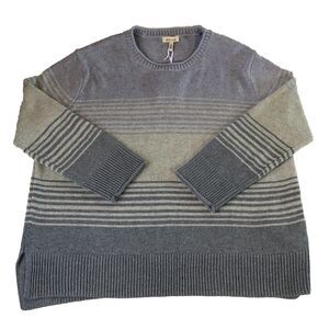 Ella Moss Women’s Blue Ombre Striped Pullover Sweater Crewneck Large NWT